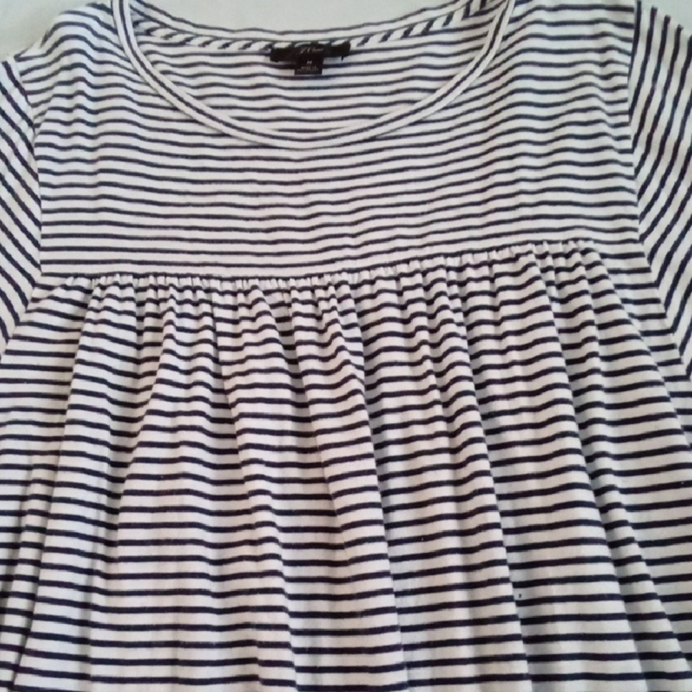 J. Crew Blue and White Smocked Blouse Pleated Top Maternity